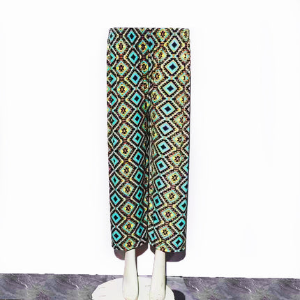 Foreign Trade Plus Size Middle-aged and Elderly Summer Thin Breathable Nine-point Flower Pants Mom Pants Ice Silk Loose Straight Pants