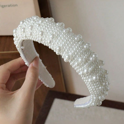 European and American Cross-Border Bride Pearl Headband Veil Hair Accessories Wedding European and American Party Supplies Wholesale
