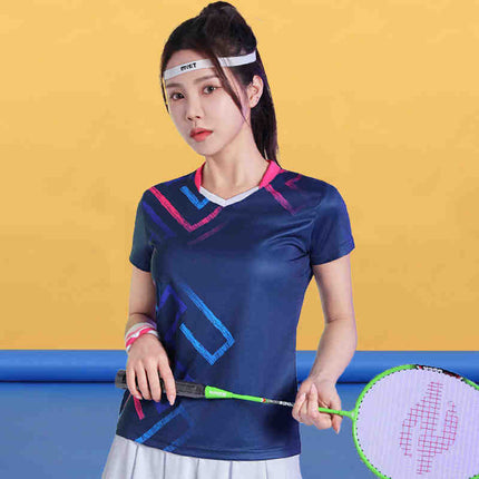 Badminton Clothing Top Men's Short-sleeved Quick-drying Women's Air Volleyball Competition Clothing Training Table Tennis Team Clothing Printing Summer
