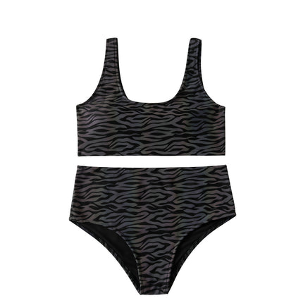 New Zebra Pattern Colorful Reflective Split Swimsuit European and American Women's High Waist Pants bikini Swimsuit Laser bikini