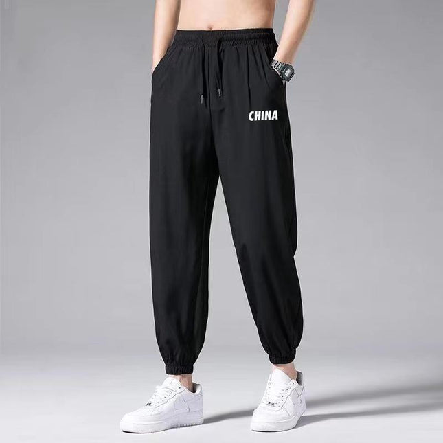 Summer Fashion Versatile Harem Pants Hong Kong Style Ribbed Jogger Pants Men's Durable Casual Pants Breathable Thin Sports Pants