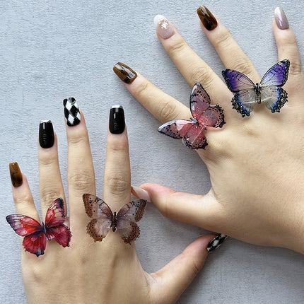 New Style Smudged Spots Three-Dimensional Butterfly Ring Chinese Literary Retro Style Super Fairy Hand Jewelry Fashion Texture Ring
