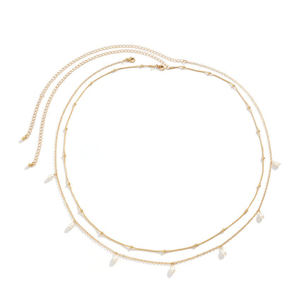 European and American Cross-Border Jewelry, Sweet and Cool Style Stacked Imitation Pearl Snake Bone Body Chain, Retro Tassel Ball Metal Waist Chain