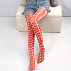 80D red love printed pantyhose / Printed pantyhose free size