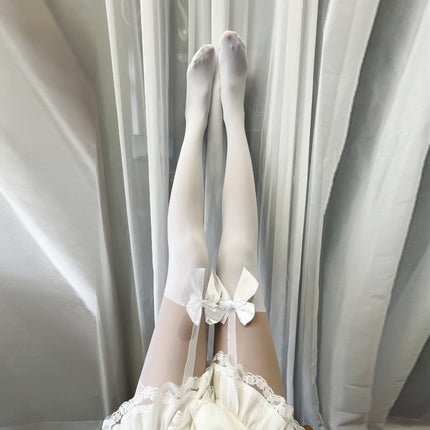 Jk Japanese-Style White Sheer Stockings for Women, Pure Desire Bare-Leg Artifact, Summer Thin Pineapple Stockings, Anti-Snag Black Pantyhose