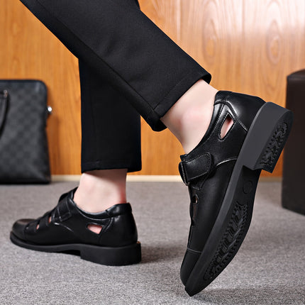 Men's Leather Shoes Summer 2025 New Breathable Business Formal Shoes Hollow Perforated Sandals Non-Slip British Style Men's Shoes