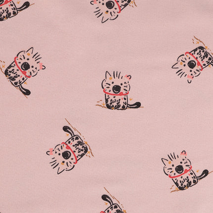in stock Cotton Sanding Printed Fabric Proud Cat Floral Cloth Cartoon Children's Wear Shirt Fabric