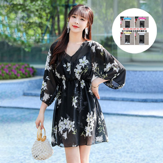 New plus size Swimsuit Women's Hot Spring Belly Covering Slim Split Bags Three-Piece Set 40.00 kg-100.00 kg chubby girl