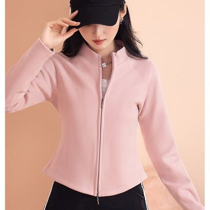 Autumn and Winter New Graphene Self-heating Vertical Collar Short Coat Slim-fit All-match Double-sided Fleece Sweater Casual Slim-fit Cardigan