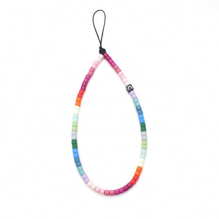 Online popular anti-lost mobile phone chain rainbow mobile phone chain same enamel beads DIY mobile phone lanyard factory direct sales