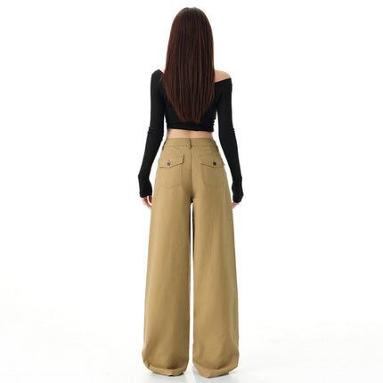 High Street American Jeans for Women 2025 Early Spring New Retro High-Waisted Loose Straight Slimming Look Floor-Length Trousers