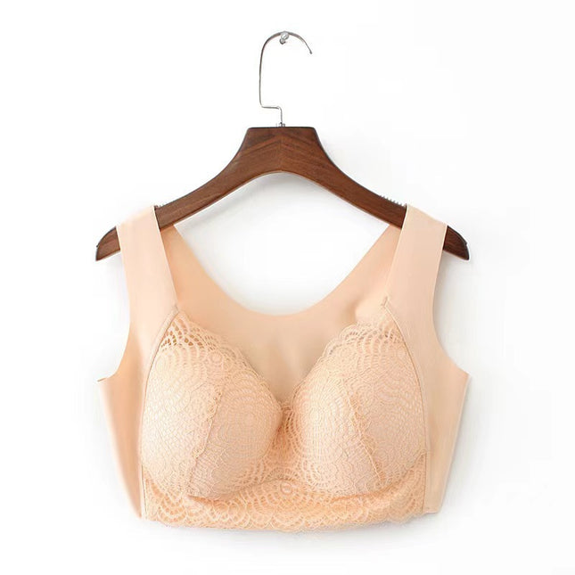 Foreign Trade plus size Thin Vest Bra chubby girl No Steel Ring Sensual Lace Push-up Sports Sleep Underwear