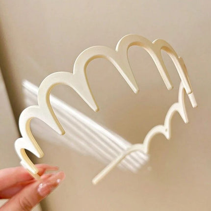 High Elastic Toothed Wave Hair Band Women's 2024 New Style Broken Hair Finishing High Cranial Top Head Band Summer Face Washing Special Hair Stamp