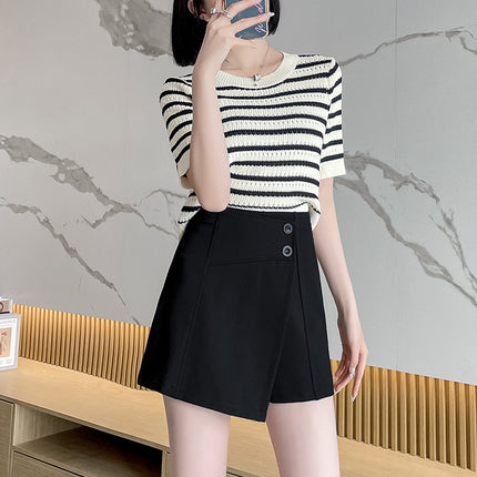 Shorts Women's Summer Thin Design Sense Petite Front Skirt Rear Pants Fake Two-piece Shorts High Waist Slim A- line Skirt Pants