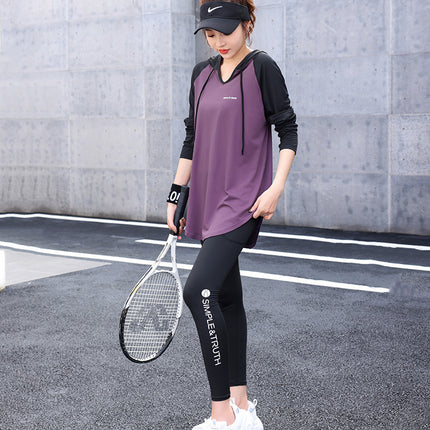 Yoga Fitness Clothes suit Sports Running Gym plus size chubby girl Covering Belly Slimming Relaxed-fit Korean Style