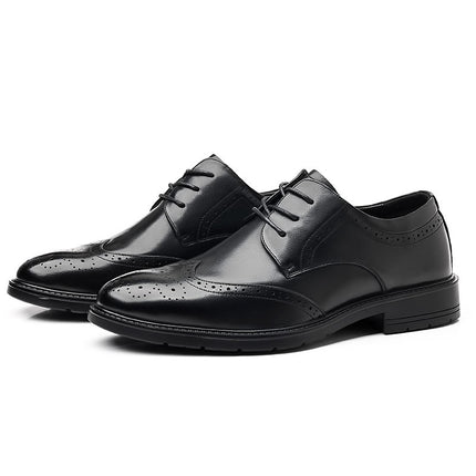 Leather Shoes for Men, Genuine Leather, High-End, Spring Season, Men's Business Formal Wear, Suit Leather Shoes, British Style Wedding Shoes, Brogue Shoes