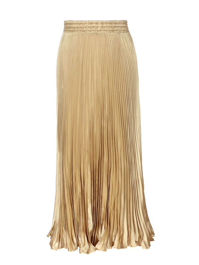 2025 new European and American foreign trade women's satin metallic luster pleated skirt long organ skirt long skirt skirt