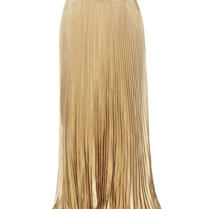 2025 new European and American foreign trade women's satin metallic luster pleated skirt long organ skirt long skirt skirt
