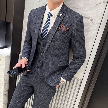 Suit suit full set men's jacket a set of Pu Shuai casual Korean Slim Fit Business wedding bridesmaid groom dress