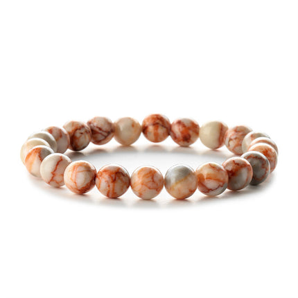 Factory Direct Sales 8mm Natural Gemstone Beads Bracelet Tiger Eye Volcanic Stone Agate Elastic Rope Beaded Bracelet Wholesale