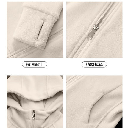 Polar Fleece Thickeneded Jacket Women's Fleece Jimo Sweatshirt Jacket Liner Autum Slim Cardigan Hooded