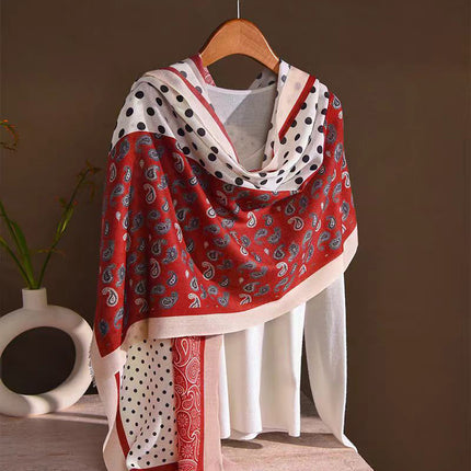 Fashion Printed Wool Scarf 80 Count Worsted Warm Large Shawl Thin Neck Protector Scarf for Mom Autumn and Winter New Products