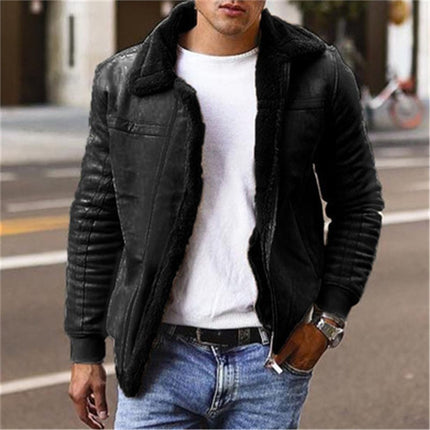 Cross-border Amazon ebaywish European and American foreign trade men's plus size matted velvet version composite leather jacket thick coat