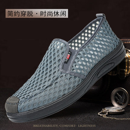 Summer New Style Old Beijing Big-Eye Mesh Dad Shoes Non-Slip Casual Fashion Urban Uncle Walking Cloth Mesh Men's Shoes