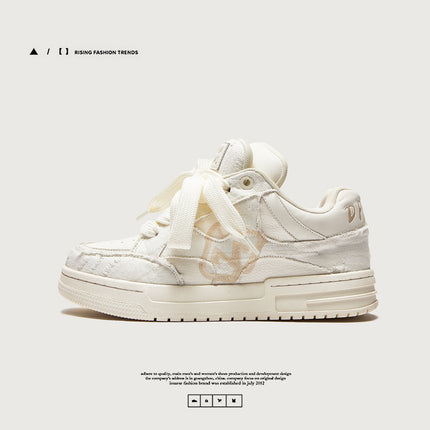 Guangzhou Shoes National Fashion Designer Men's Shoes Men's Fashion Shoes Destruction Canvas Board Shoes Men's and Women's Lovers Shoes Bread Shoes