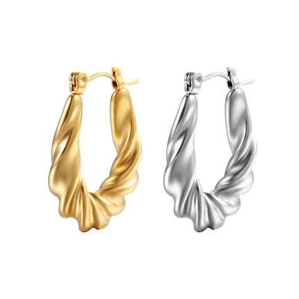 Cross-border European and American earrings ins fashion short C- shaped horns earrings stainless steel 18K gold-plated earrings women wholesale