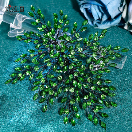 Youlapan Cross-Border Green Rhinestone Headband Hair Accessories Wedding Dress Accessories Bridal Updo Wedding Accessories Hp853