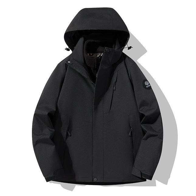 Three-In-One Detachable Autumn and Winter Jacket for Couples, Unisex Windproof and Waterproof Mountaineering Clothing with Fleece Lining