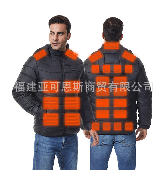 Cross-Border Popular Spot Smart Heating Clothing Outdoor Hooded USB Electric Heating Jacket Constant Temperature Cold-Proof and Warm Heating Clothing