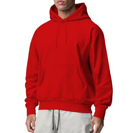 2025 New Cross-Border European and American Men's Sports Pure Color Fleece Sweatshirt Men's Export Wholesale Hoodie