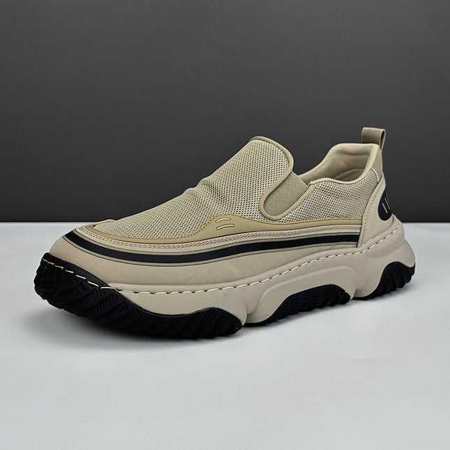 Summer Men's Shoes Breathable Mesh Lazy Slip-on Thick-soled Lightweight Trendy All-match Wide-head Men's Casual Shoes