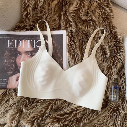 Non-marking Naked Ultra-thin Underwear for Women Rabbit Ears Big Chest Small Bra Anti-sagging Breasts Breathable Bra