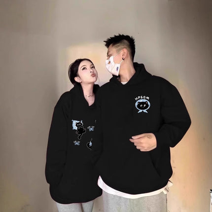 High-grade oversize Men's and Women's Top Special Couple Clothing Autumn and Winter fleece-lined Hooded Sweat Fashion Brand Class Clothes