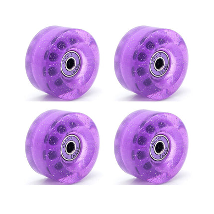 Cross-Border double-row skates transparent color non-luminous wheel four-wheel roller skates sequins pink wheel skateboard Universal