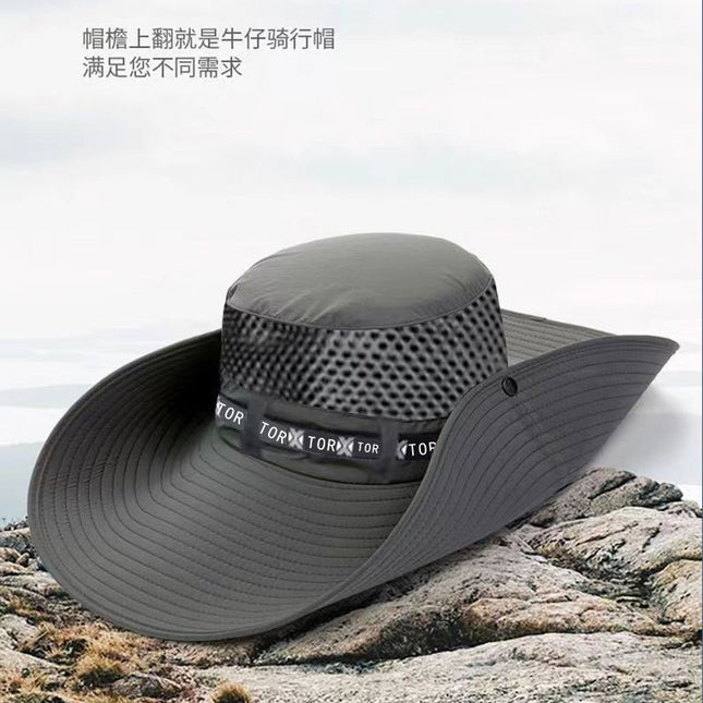Summer New Style Large Brim Sun Hat for Men, Anti-Uv Outdoor Foldable Face-Covering Sun Protection Breathable Fisherman Hat