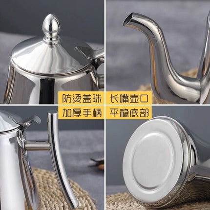 Thickened Stainless Steel Kettle Teapot Coffee Pot Oil Pot with Strainer Household Boiling Teapot Universal Flat Bottom Kettle