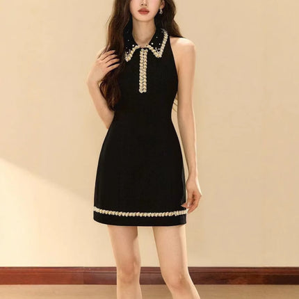 Xingyao Black French Style Daughter Gold Style dress Women's 2025 New Summer Tight Waist Slimming Heavy Industry A- line Skirt
