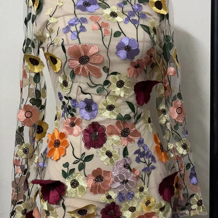 Gy24025 Stereo Flower Hip-Covering Sexy Dress European and American Cross-Border Exclusive Supply for Spring and Summer 2023 New Products