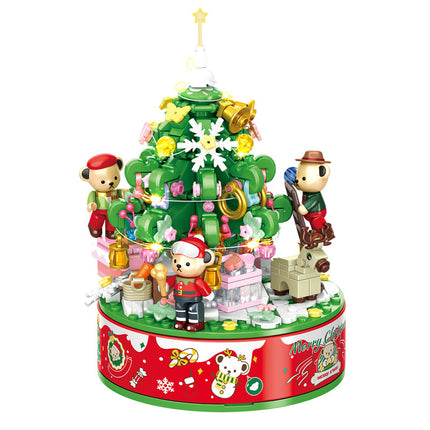 Penrose's New Product 881305 Teddy Bear Christmas Music Box Small Particle Building Block Toy Music Box