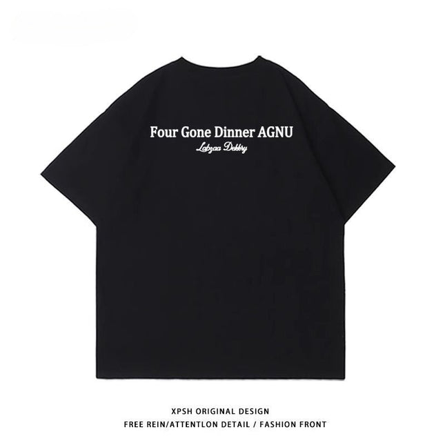 [Strict Selection] Pure Cotton Short-sleeved T-shirt Men's American Street Heavy Cotton Short-sleeved T-shirt Men's Summer Fashion Brand Wholesale