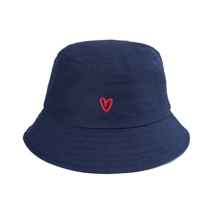 Cross-Border Amazon Love Embroidered Cotton Fisherman Hat for Girls, Outdoor Leisure Sunshade, Personalized Style, Fashionable and Small Face