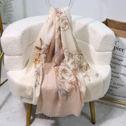 Fashion Printed Wool Scarf 80 Count Worsted Warm Large Shawl Thin Neck Protector Scarf for Mom Autumn and Winter New Products