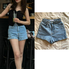 Aa vintage blue high waist denim shorts / S