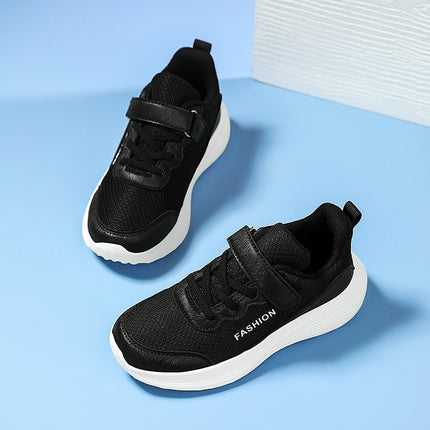 Teenagers' New Autumn Velcro Children's Sneakers, Breathable and Comfortable Mesh Classic White Shoes for Campus Students