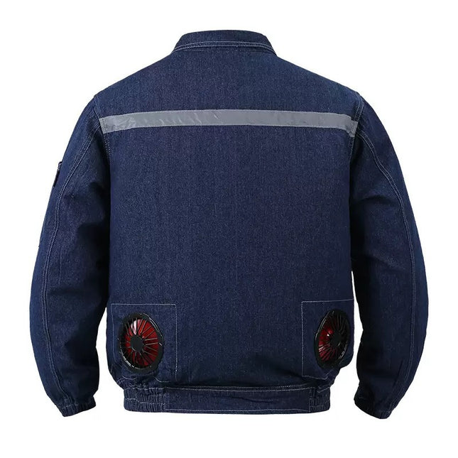 Summer Pure Cotton Anti-Scald Welding Worker Air-Conditioning Suit, Heat-Resistant Cooling Fan Clothing, Construction Site Labor Protection Workwear