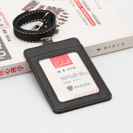 Color-Blocking Basketball Pattern Leather Work Id Card Holder Student Card Holder Business Badge Access Control Pu Lanyard Color-Blocking Wholesale Work Id Card